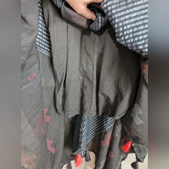 Free People Crossing Paths Pom Tassel Asymmetrical Hem Midi Dress XS - Picture 14 of 16